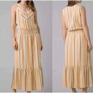 NWT Prana Women California Dreaming Golden Hour Stripe Organic Cotton Dress Sz S